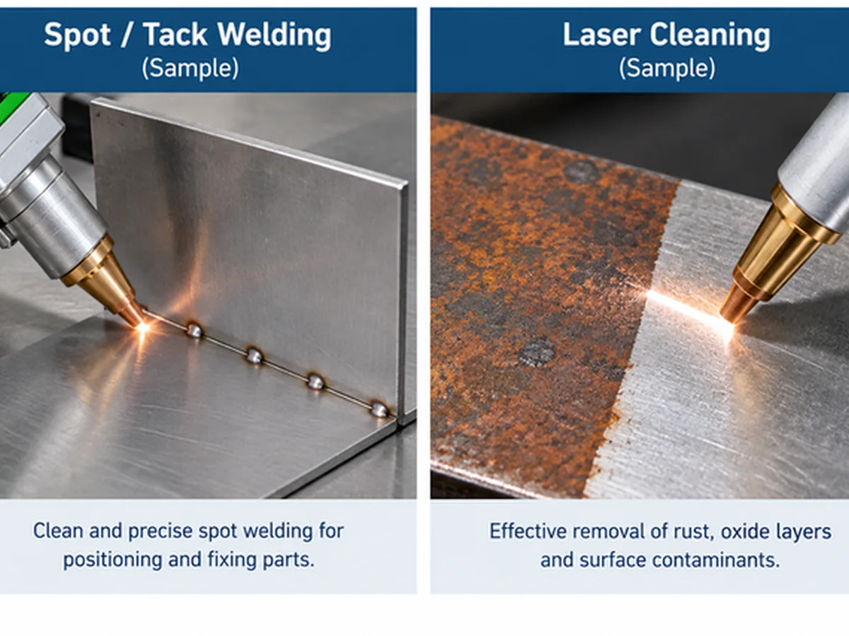 Spot welding and laser cleaning samples